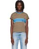 Versace Versace Brown Embroidered-Logo Striped-Intarsia Cotton T-shirt - 1