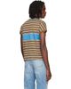 Versace Versace Brown Embroidered-Logo Striped-Intarsia Cotton T-shirt - 3
