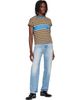 Versace Versace Brown Embroidered-Logo Striped-Intarsia Cotton T-shirt - 4