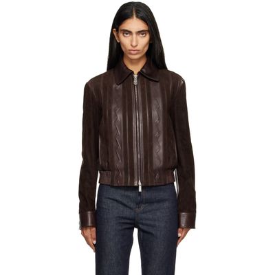 Versace Versace Brown Nappa Leather & Suede Blouson Jacket