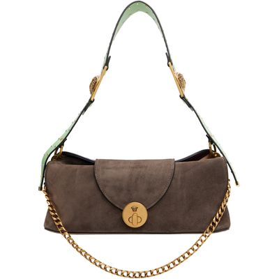 Versace Versace Brown Vivian Embellished Suede Clutch