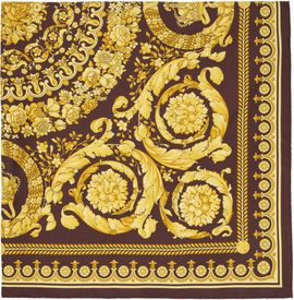 Versace Versace Burgundy & Yellow Silk Twill Scarf