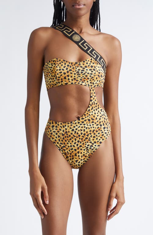 Versace Versace Cheetah Print Cutout One-Shoulder One-Piece Swimsuit