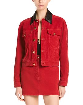 Versace Versace Cotton Velvet Leather Collar Jacket