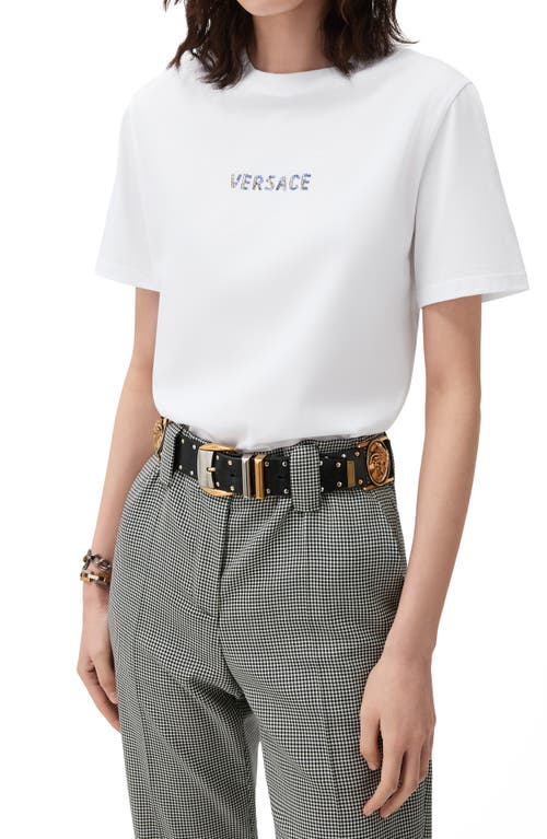 Versace Versace Crystal Embellished Logo Cotton T-Shirt