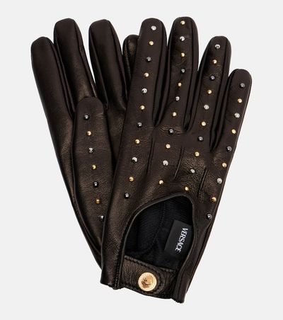 Versace Versace Cutout studded leather gloves