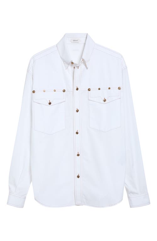 Versace Versace Decorative Topstitch Cotton Poplin Button-Down Shirt