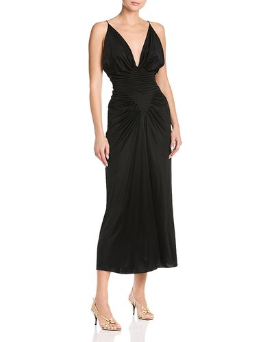 Versace Versace Draped Plunging Neck Gown