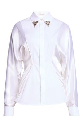 Versace Versace Embellished Collar Cotton Poplin Button-Up Shirt