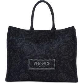 Versace Versace Extra Large Logo Embroidered Barocco Jacquard Tote