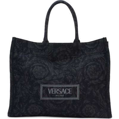 Versace Versace Extra Large Logo Embroidered Barocco Jacquard Tote