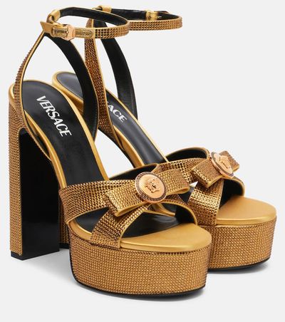 Versace Versace Gianni Ribbon 140 satin platform sandals