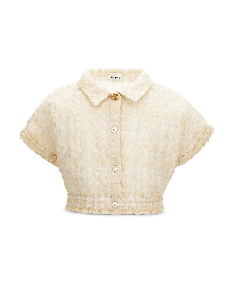 Versace Versace Girls' Organza Check Cloque Informal Shirt