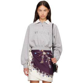 Versace Versace Gray Heavy Soft Fleece Greca Details & Logo Sweatshirt