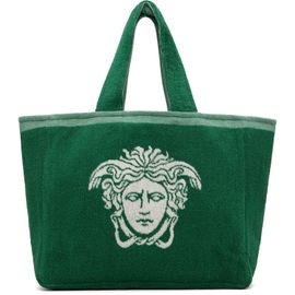 Versace Versace Green Cotton-Terry Jacquard Tote