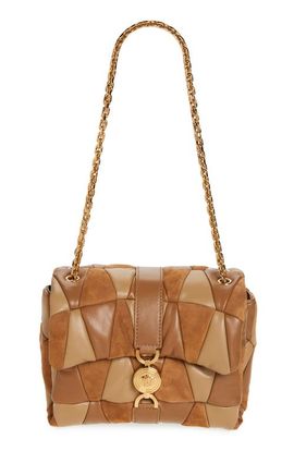 Versace Versace Kleio Medusa 95 Quilted Patchwork Suede Shoulder Bag