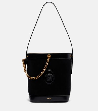 Versace Versace La Medusa suede shoulder bag