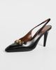 Versace Versace Lamb Leather Sling Back Heels Black/Vibrated Gold - 2