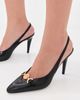 Versace Versace Lamb Leather Sling Back Heels Black/Vibrated Gold - 3