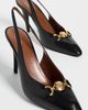 Versace Versace Lamb Leather Sling Back Heels Black/Vibrated Gold - 5
