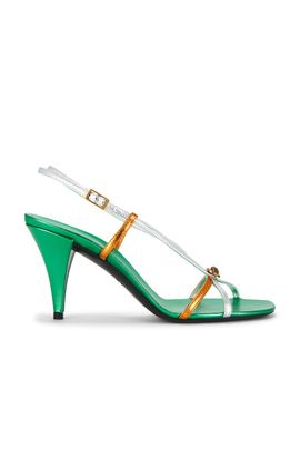 VERSACE VERSACE Laminated Leather Strappy Sandal