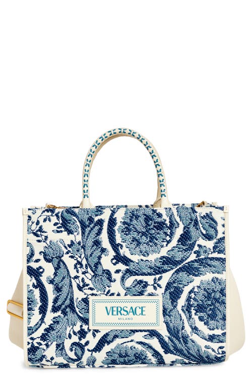 Versace Versace Large Barocco Floral Raffia Tote