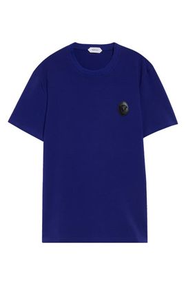 Versace Versace Leather Medusa Patch Stretch Cotton T-Shirt
