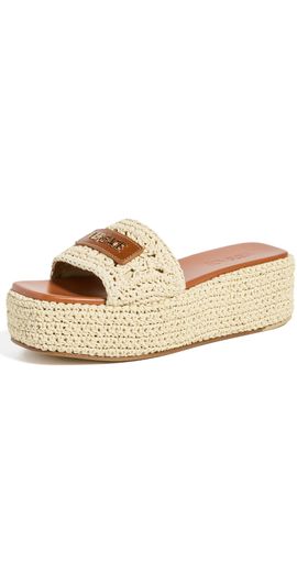 Versace Versace Leather Raffia Espadrilles 2KJ8V-Natural/Ambrer/Versace G