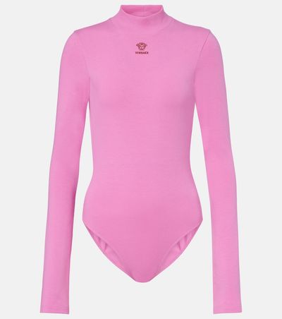 Versace Versace Logo cotton-blend jersey bodysuit