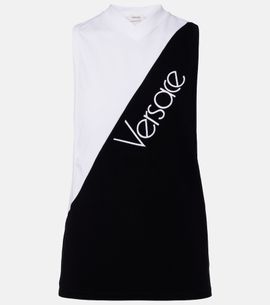 Versace Versace Logo embroidered cotton-blend tank top