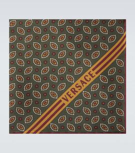 Versace Versace Logo printed silk pocket square