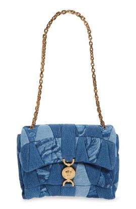 Versace Versace Medusa 95 Quilted Patchwork Denim Shoulder Bag