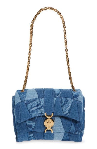 Versace Versace Medusa 95 Quilted Patchwork Denim Shoulder Bag
