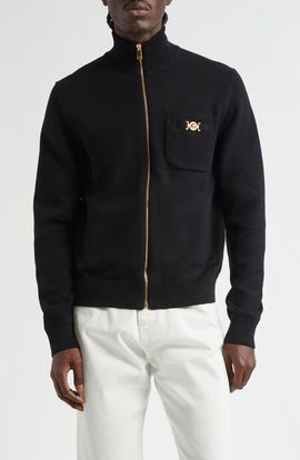 Versace Versace Medusa Biggie Cotton & Cashmere Blend Zip Cardigan