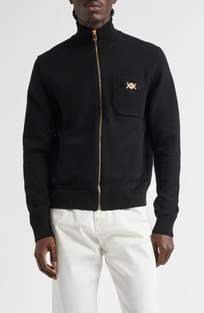 Versace Versace Medusa Biggie Cotton & Cashmere Blend Zip Cardigan