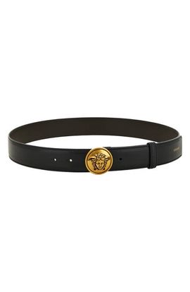 Versace Versace Medusa Buckle Leather Belt