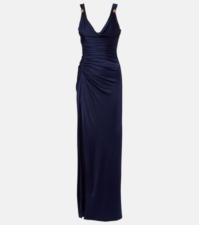 Versace Versace Medusa draped ruched jersey gown