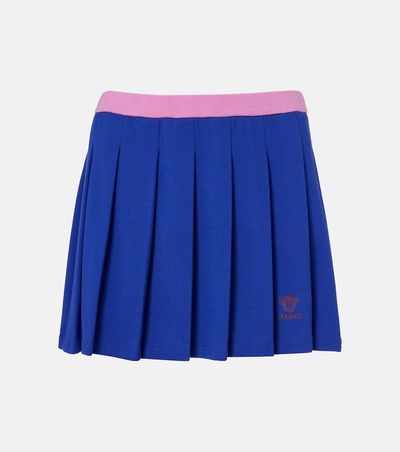 Versace Versace Medusa pleated cotton piqué miniskirt