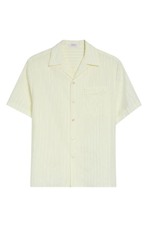 Versace Versace Micro Greca Cotton & Silk Short Sleeve Button-Up Shirt