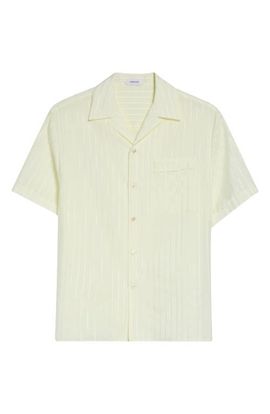 Versace Versace Micro Greca Cotton & Silk Short Sleeve Button-Up Shirt