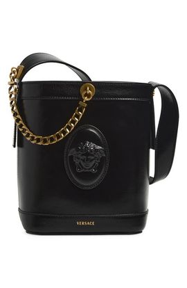 Versace Versace Mini Pivot Leather Bucket Bag