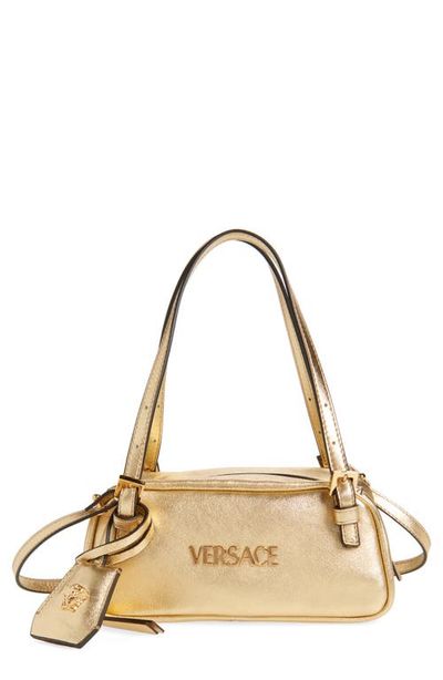 Versace Versace Mini Tag Bowling Metallic Leather Shoulder Bag