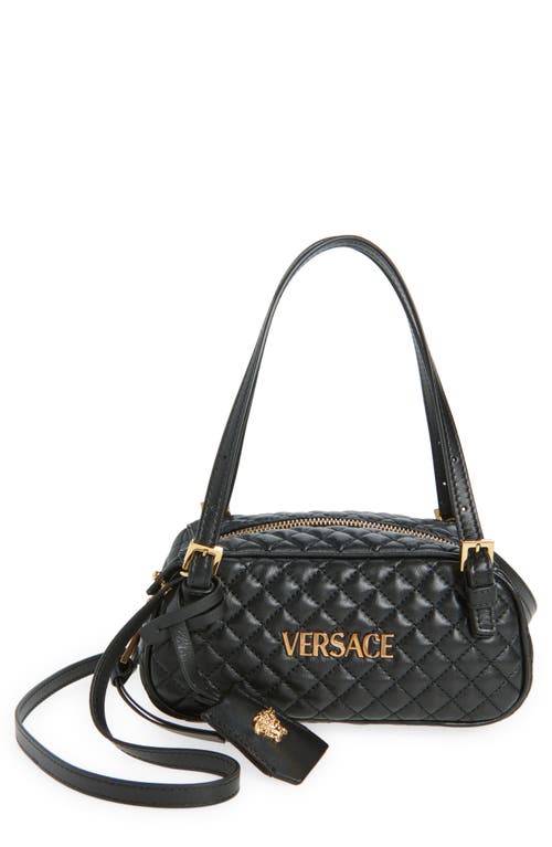 Versace Versace Mini Tag Bowling Quilted Leather Shoulder Bag