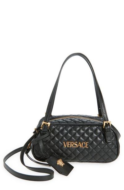 Versace Versace Mini Tag Bowling Quilted Leather Shoulder Bag