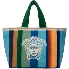 Versace Versace Multicolor Striped Cotton-Terry Jacquard Tote