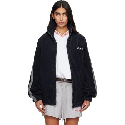Versace Versace Navy Cotton-Terry Jacquard Zip Jacket