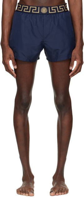 Versace Versace Navy Greca Swim Shorts