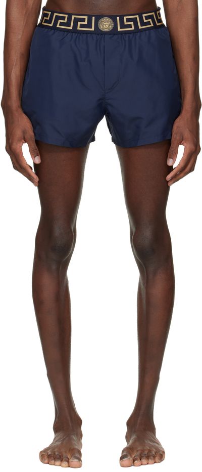 Versace Versace Navy Greca Swim Shorts