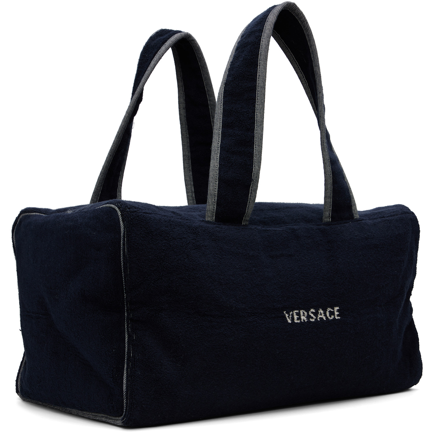 Versace - Navy Terry Cloth Jacquard Gym Duffle Bag