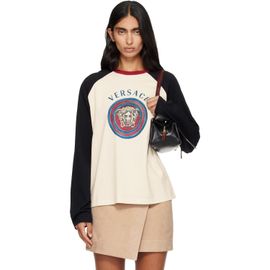 Versace Versace Off-White & Black Printed Cotton-Jersey Regular T-shirt
